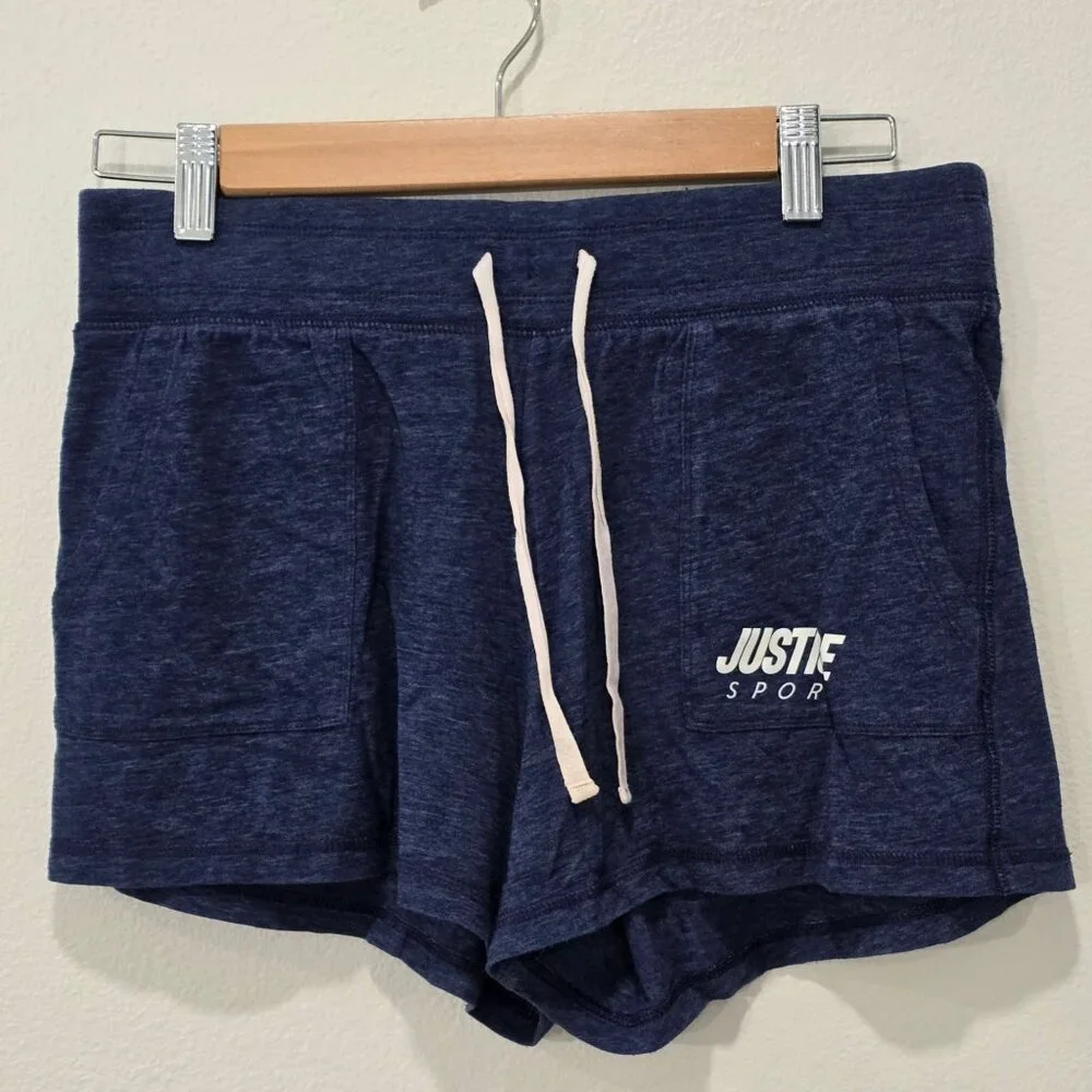 Justice Sport ✦ Girls Heathered Navy Blue Drawstring Shorts ✦ Active 14/16